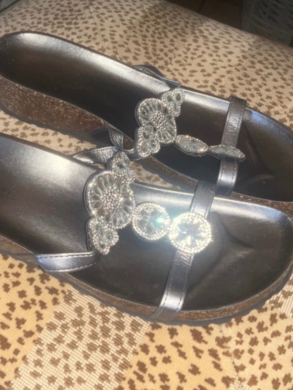 Italian cork wedge sandal NWOB beaded design by A. Giannetti size 10